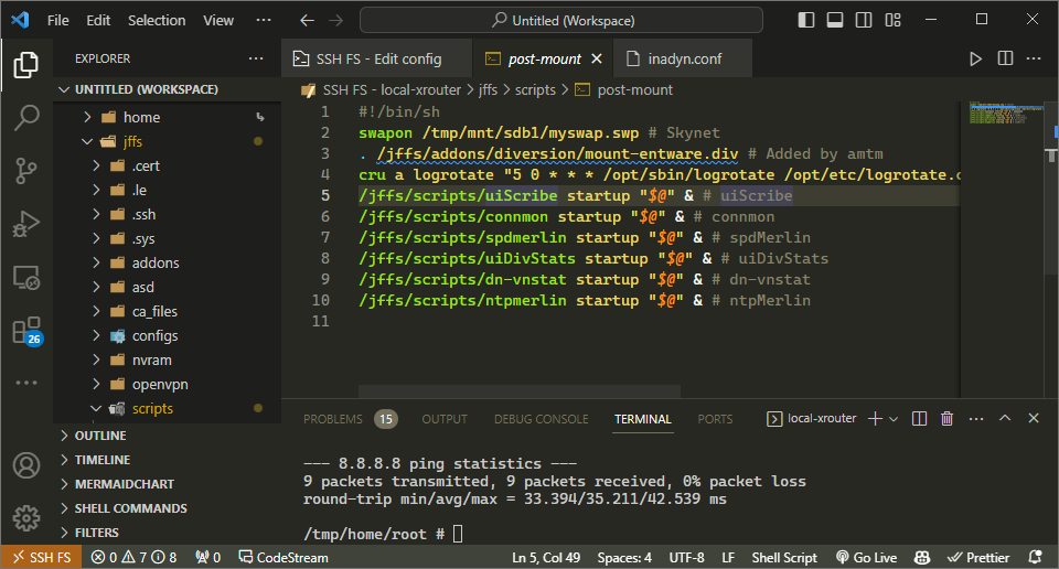 VS CodeでSSH FSに接続した画面